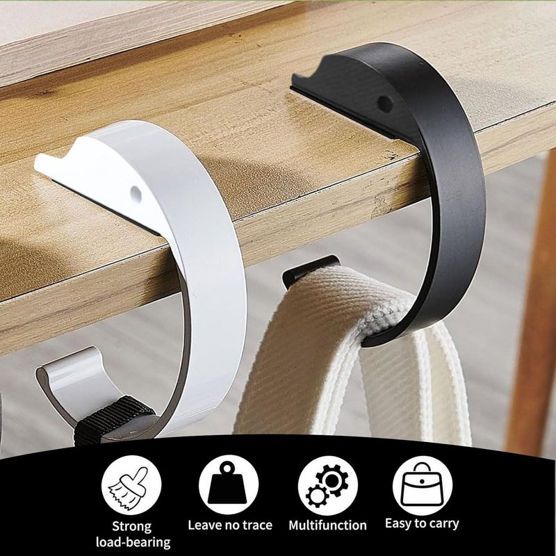 KIBBEH 2PCS Purse Hook for Table Purse Hanger for Desk Portable Desk Bag Hook Non-Slip Purse Holder for Table High-Strength Alloy Material for Durability Hangers for Table for Heavy Loads(White) - Image 2